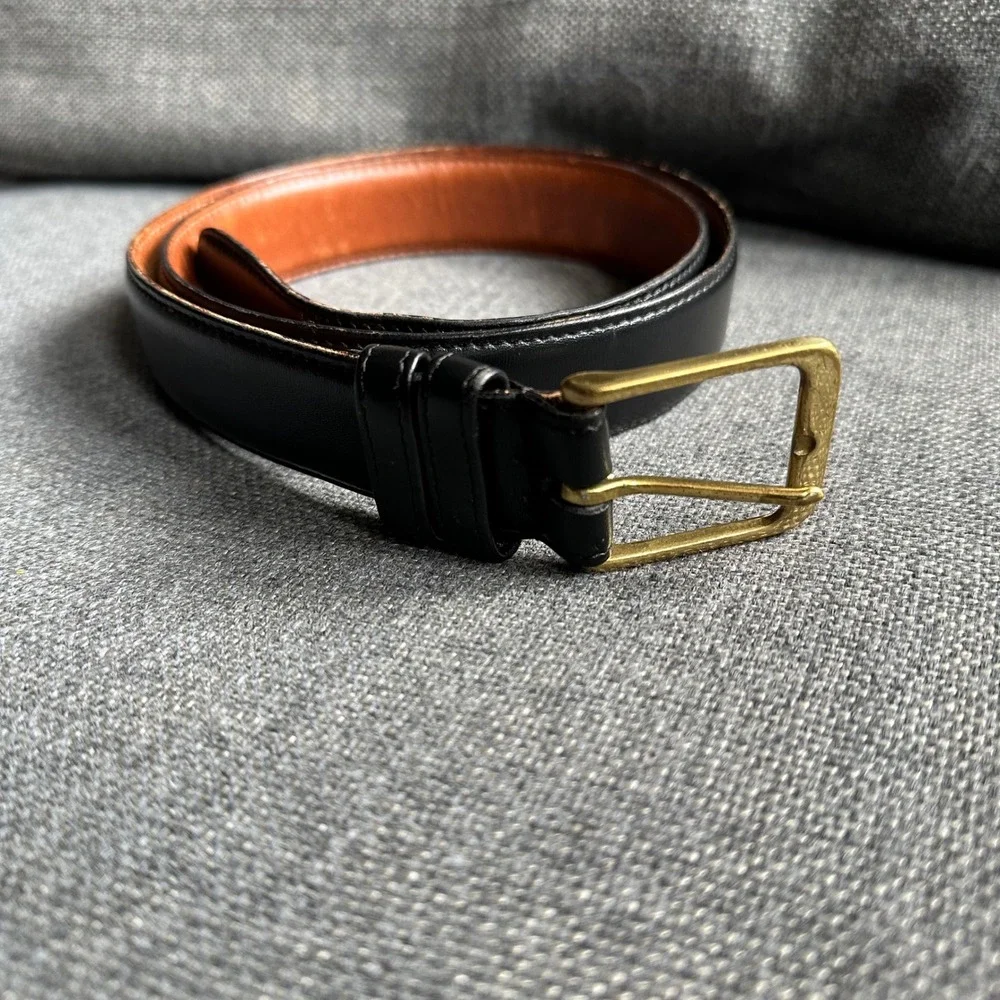 Coach 5800 Vintage Black Leather Belt Brass Buckle Size 34